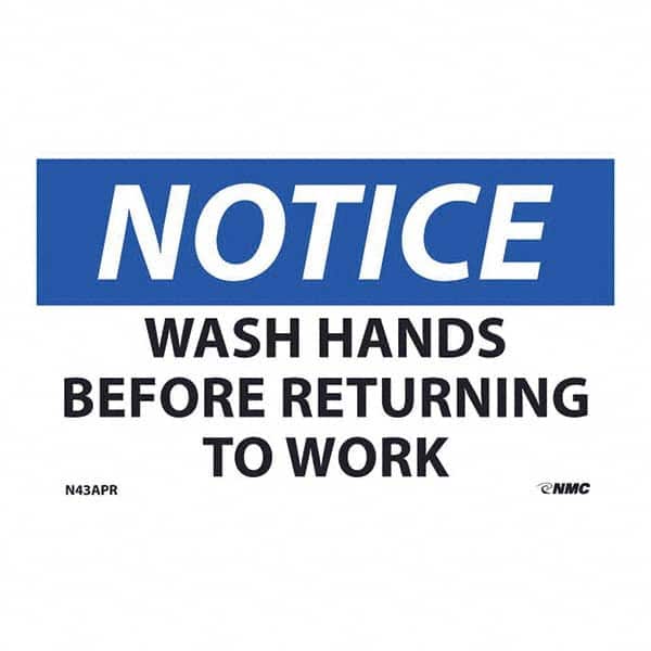 NMC - 1 5-Piece Restroom, Janitorial & Housekeeping Label - Legend: Notice - Wash Hands Before Returning to Work - Apex Tool & Supply
