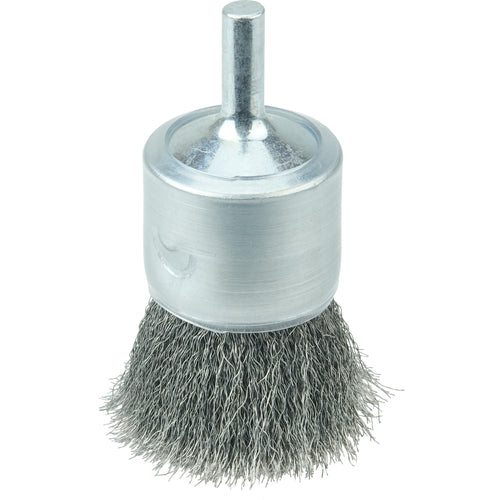 1″ Coated Cup Crimped Wire End Brush, .006″ Steel Fill - Apex Tool & Supply