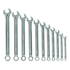 11 Pieces - Chrome - High Polished Wrench Set - 3 /8 - 1" - Apex Tool & Supply