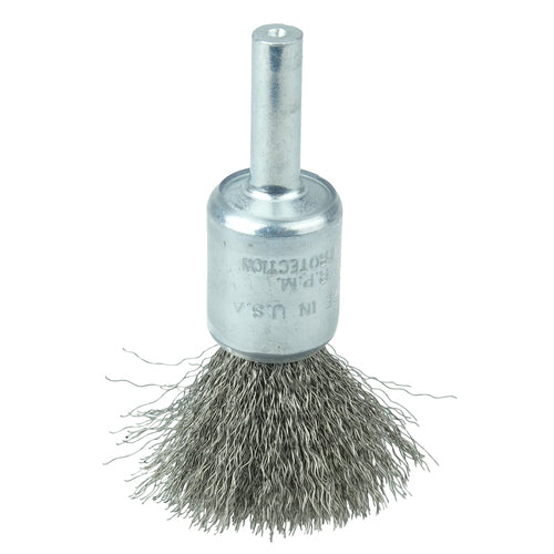 1/2″ Coated Cup Crimped Wire End Brush, .006″ Stainless Steel Fill - Apex Tool & Supply