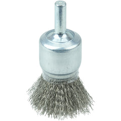 3/4″ Coated Cup Crimped Wire End Brush, .006″ Stainless Steel Fill - Apex Tool & Supply