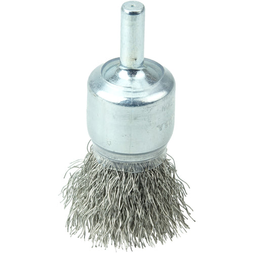 3/4″ Coated Cup Crimped Wire End Brush, .0104″ Stainless Steel Fill - Apex Tool & Supply