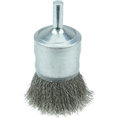 1″ Coated Cup Crimped Wire End Brush, .006″ Stainless Steel Fill - Apex Tool & Supply