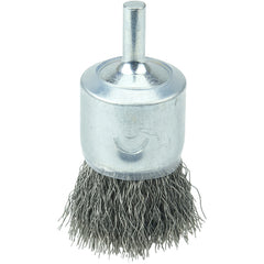 1″ Coated Cup Crimped Wire End Brush, .0104″ Stainless Steel Fill - Apex Tool & Supply
