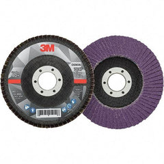 3M - 4-1/2" Disc Diam, 7/8" Center Hole, Type 29 Ceramic Flap Disc - 13,300 Max RPM, Fiberglass Backing, Arbor Attaching System, Coated - Apex Tool & Supply