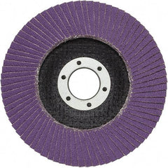 3M - 4-1/2" Disc Diam, 7/8" Center Hole, Type 29 Ceramic Flap Disc - 13,300 Max RPM, Fiberglass Backing, Arbor Attaching System, Coated - Apex Tool & Supply