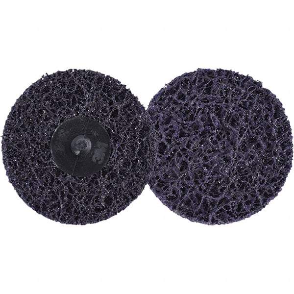 3M - 3" Extra Coarse Grade Silicon Carbide Deburring Disc - Hook & Loop Connection, Purple, 15,000 Max RPM - Apex Tool & Supply