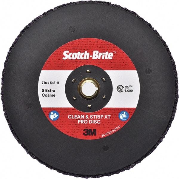 3M - 7" Extra Coarse Grade Silicon Carbide Deburring Disc - 5/8-11 Threaded Center Hole, Quick Change Connection, Purple, 6,000 Max RPM - Apex Tool & Supply