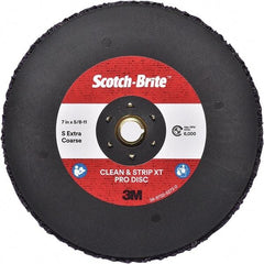 3M - 7" Extra Coarse Grade Silicon Carbide Deburring Disc - 5/8-11 Threaded Center Hole, Quick Change Connection, Purple, 6,000 Max RPM - Apex Tool & Supply