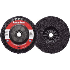3M - 4-1/2" Extra Coarse Grade Silicon Carbide Deburring Disc - 5/8-11 Threaded Center Hole, Quick Change Connection, Purple, 13,300 Max RPM - Apex Tool & Supply