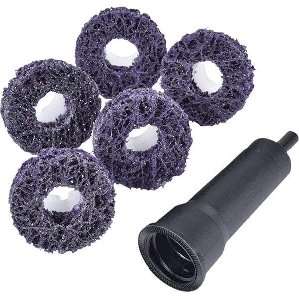3M - 4" Extra Coarse Grade Silicon Carbide Deburring Disc - 5/8" Center Hole, Quick Change Connection, Purple, 20,000 Max RPM - Apex Tool & Supply