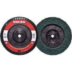 3M - 7" Extra Coarse Grade Aluminum Oxide Deburring Disc - 5/8-11 Threaded Center Hole, Quick Change Connection, Green, 8,600 Max RPM - Apex Tool & Supply