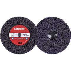 3M - 4" Extra Coarse Grade Silicon Carbide Deburring Disc - 1/2" Center Hole, Quick Change Connection, Purple, 12,000 Max RPM - Apex Tool & Supply