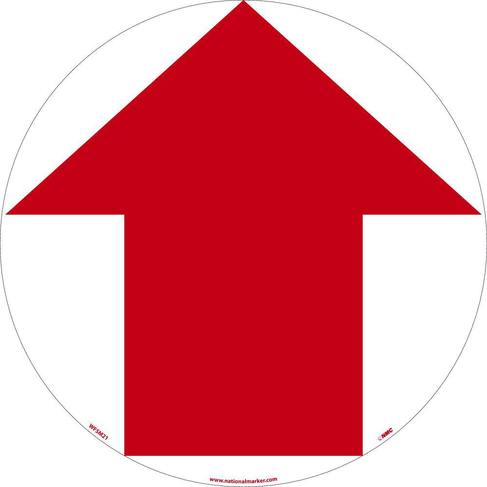 NMC - Adhesive Backed Floor Signs; Message Type: Exit, Entrance & Directional ; Graphic Type: Arrow ; Message or Graphic: Graphic Only ; Legend: Arrow Graphic (Red On White) ; Color: Red; White ; Special Color Properties: No Special Properties - Exact Industrial Supply