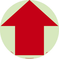 NMC - Adhesive Backed Floor Signs; Message Type: Exit, Entrance & Directional ; Graphic Type: Arrow ; Message or Graphic: Graphic Only ; Legend: (Arrow Graphic Only) Red On Glow ; Color: Red on Glow ; Special Color Properties: Glow-In-The-Dark - Exact Industrial Supply
