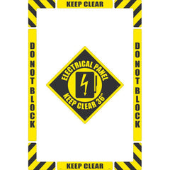 NMC - Adhesive Backed Floor Signs; Message Type: Accident Prevention ; Graphic Type: Arc Flash ; Message or Graphic: Message & Graphic ; Legend: Electrical Panel Keep Clear 36" ; Color: Black; Yellow ; Special Color Properties: No Special Properties - Exact Industrial Supply