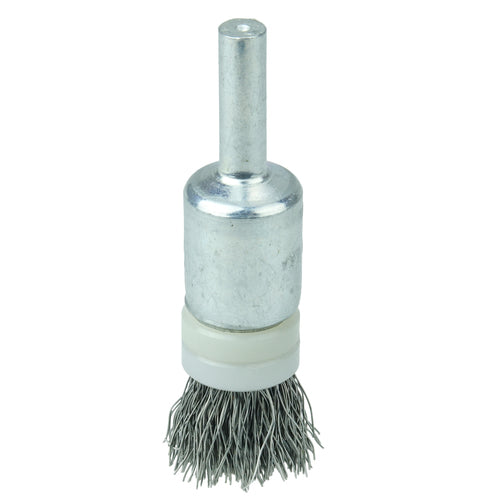 1/2″ Banded Crimped Wire End Brush, .006″ Stainless Steel Fill - Apex Tool & Supply