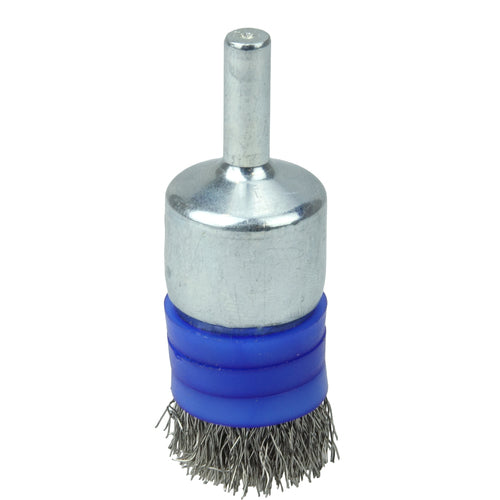 3/4″ Banded Crimped Wire End Brush, .0104″ Stainless Steel Fill - Apex Tool & Supply