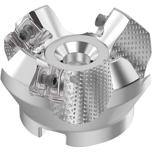 Seco - 2" Cut Diam, 3/4" Arbor Hole, 0.236" Max Depth of Cut, 48° Indexable Chamfer & Angle Face Mill - 4 Inserts, SN.. Insert, Right Hand Cut, 4 Flutes, Through Coolant, Series R220.54 - Apex Tool & Supply