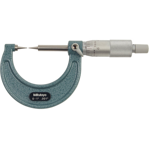 0-1″ Measuring Range-0.001″ Graduation - Ratchet Thimble - High Speed Steel Face - Point Micrometer - Apex Tool & Supply