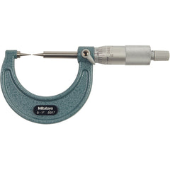 0-1″ Measuring Range-0.001″ Graduation - Ratchet Thimble - High Speed Steel Face - Point Micrometer - Apex Tool & Supply