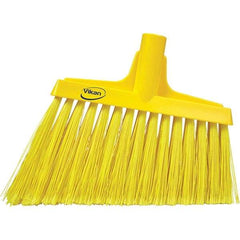 Vikan - 11-1/2" Wide, Yellow Polyester Bristles, Angled Broom - Flagged, Water Resistant - Apex Tool & Supply