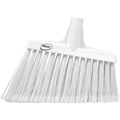 Vikan - 11-1/2" Wide, White Polyester Bristles, Angled Broom - Flagged, Water Resistant - Apex Tool & Supply