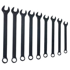 Blackhawk by Proto - 9 Piece, 1/4" to 3/4", 12 Point Combination Wrench - Inch Measurement Standard, Black Finish, Comes in Vinyl Roll - Apex Tool & Supply