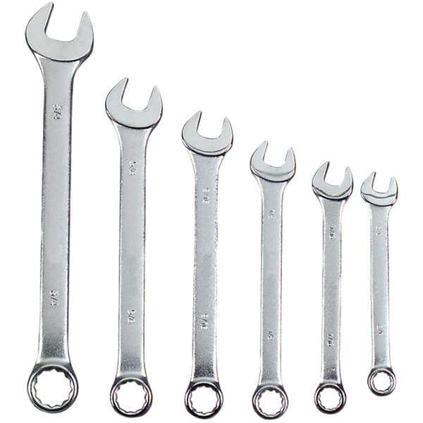 Blackhawk by Proto - 6 Piece, 3/8" to 3/4", 12 Point Combination Wrench - Inch Measurement Standard, Satin Finish, Comes in Vinyl Roll - Apex Tool & Supply