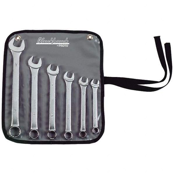 Blackhawk by Proto - 8 Piece, 1/4" to 3/4", 12 Point Combination Wrench - Inch Measurement Standard, Satin Finish, Comes in Plastic Case - Apex Tool & Supply