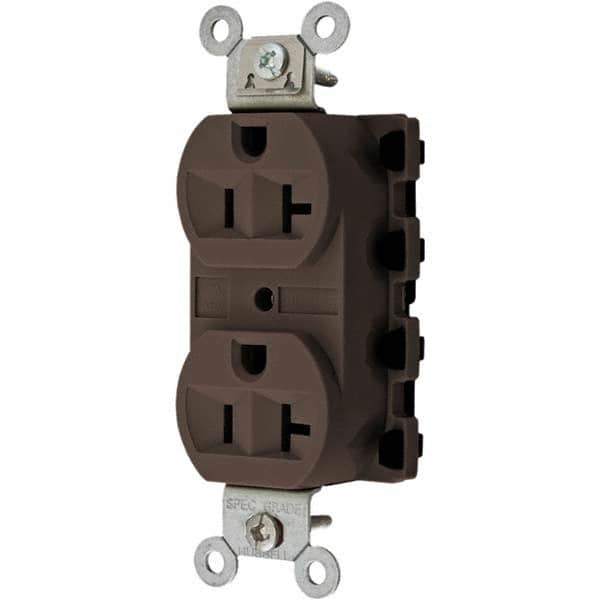 Hubbell Wiring Device-Kellems - 125V 20A NEMA 5-20R Specification Grade Brown Straight Blade Duplex Receptacle - Apex Tool & Supply