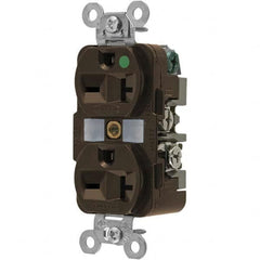 Hubbell Wiring Device-Kellems - 250 VAC 20A NEMA 6-20R Hospital Grade Brown Straight Blade Duplex Receptacle - Apex Tool & Supply
