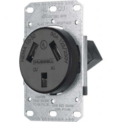 Hubbell Wiring Device-Kellems - 125/250 VAC 50A NEMA 10-50R Residential Grade Black Straight Blade Single Receptacle - Apex Tool & Supply