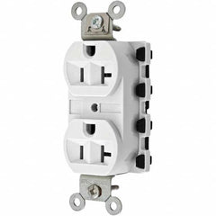 Hubbell Wiring Device-Kellems - 125V 20A NEMA 5-20R Specification Grade White Straight Blade Duplex Receptacle - Apex Tool & Supply