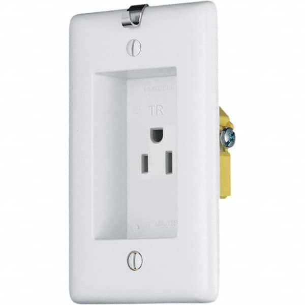 Hubbell Wiring Device-Kellems - 125V 15A NEMA 5-15R Residential Grade White Straight Blade Single Receptacle - Apex Tool & Supply
