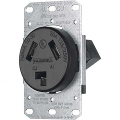 Hubbell Wiring Device-Kellems - 125/250 VAC 30A NEMA 10-30R Residential Grade Black Straight Blade Single Receptacle - Apex Tool & Supply