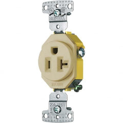 Hubbell Wiring Device-Kellems - 125V 20A NEMA 5-20R Residential Grade Ivory Straight Blade Single Receptacle - Apex Tool & Supply