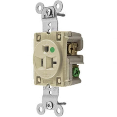 Hubbell Wiring Device-Kellems - 125V 20A NEMA 5-20R Hospital Grade Ivory Straight Blade Single Receptacle - Apex Tool & Supply