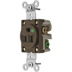 Hubbell Wiring Device-Kellems - 125V 15A NEMA 5-15R Hospital Grade Brown Straight Blade Single Receptacle - Apex Tool & Supply