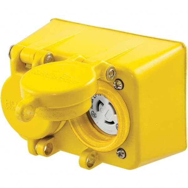 Hubbell Wiring Device-Kellems - 277 VAC 15A NEMA 7-15R Industrial Grade Yellow Straight Blade Duplex Receptacle - Apex Tool & Supply
