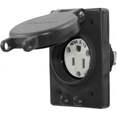 Hubbell Wiring Device-Kellems - 125V 15A NEMA 5-15R Industrial Grade Black Straight Blade Single Receptacle - Apex Tool & Supply