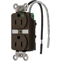 Hubbell Wiring Device-Kellems - 125V 15A NEMA 5-15R Hospital Grade Brown Straight Blade Duplex Receptacle - Apex Tool & Supply