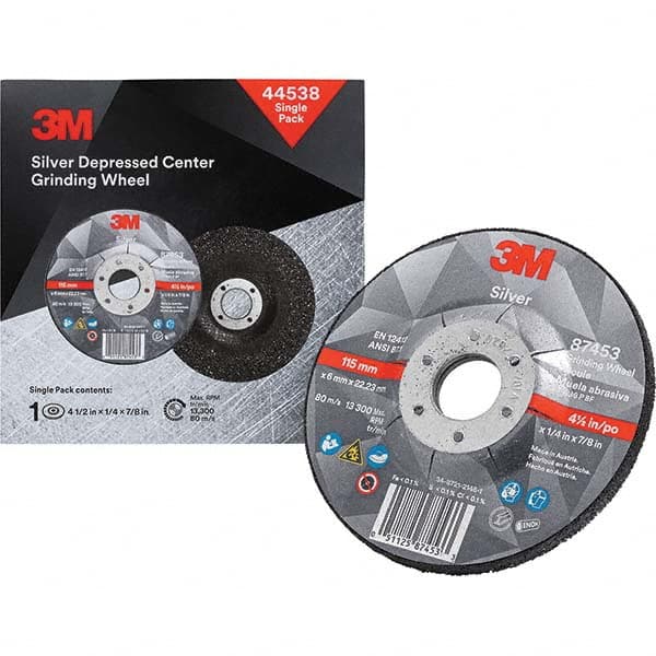 3M - Depressed-Center Wheels Wheel Diameter (Inch): 4-1/2 Wheel Thickness (Decimal Inch): 0.2500 - Apex Tool & Supply