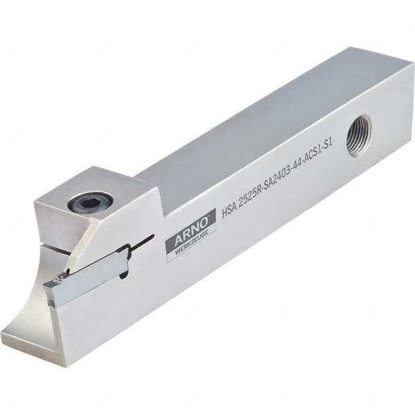 Arno - 0.63" Max Depth, 0.079 to 1.26" Width, External Right Hand Indexable Grooving/Cutoff Toolholder - Apex Tool & Supply