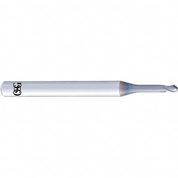 OSG - 0.5mm Diam, 0.4mm LOC, 2 Flute Solid Carbide Ball End Mill - Apex Tool & Supply