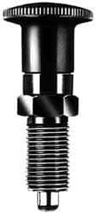 KIPP - 5/8-11, 23mm Thread Length, 8mm Plunger Diam, Lockout Knob Handle Indexing Plunger - Plunger Style C, 26mm Body Length, 74mm OAL, Steel - Apex Tool & Supply