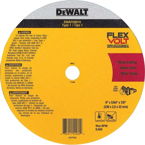 DeWALT - 9 x 5/64, 7/8" Hole 36 Grit Ceramic Cutoff Wheel - Apex Tool & Supply