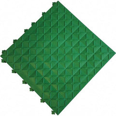Ergo Advantage - 18" Long x 18" Wide x 1" Thick, Anti-Fatigue Modular Matting Anti-Fatigue Flooring - 2 Interlocking Sides, Green, For Dry Areas - Apex Tool & Supply