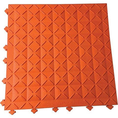 Ergo Advantage - 18" Long x 18" Wide x 1" Thick, Anti-Fatigue Modular Matting Anti-Fatigue Flooring - 2 Interlocking Sides, Orange, For Dry Areas - Apex Tool & Supply