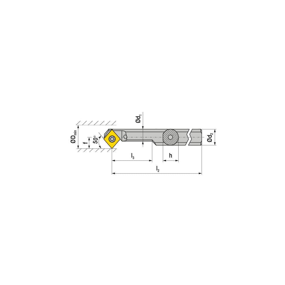Indexable Boring Bar:  E-A0608H SCMCR 06,  10.50 mm Min Bore,  8.00 mm Shank Dia,  50.00&deg N/A Solid Carbide 104.1500″ OAL,  Screw Clamping,